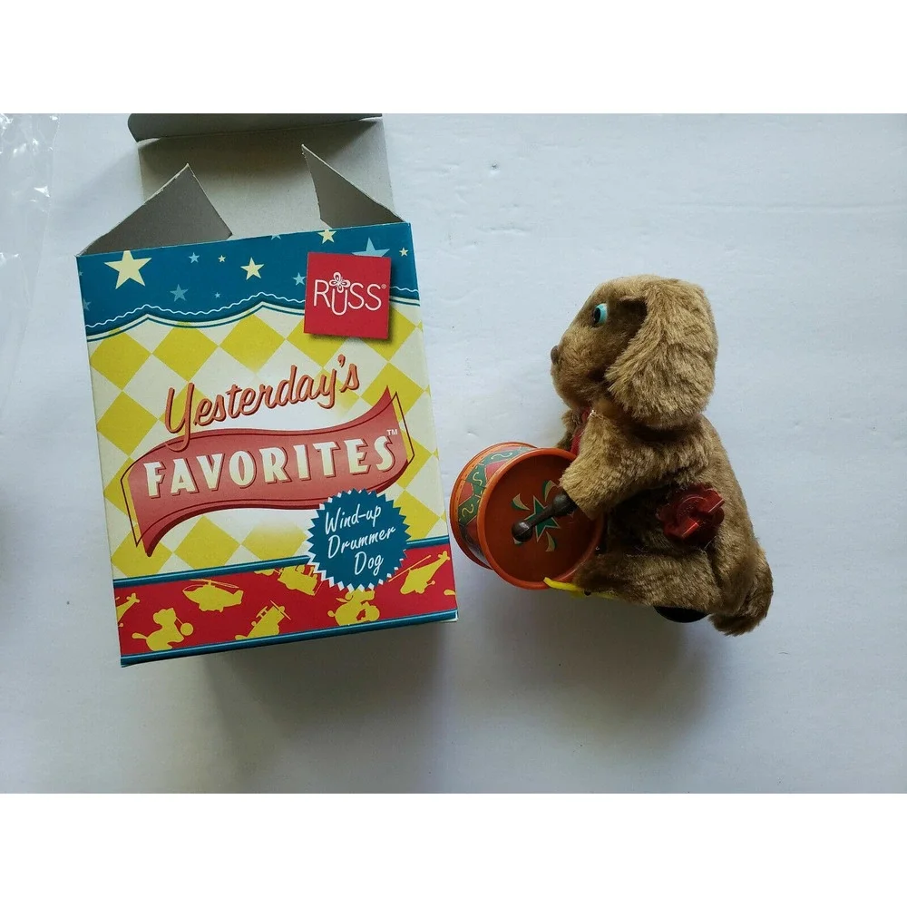 Vintage 1990's Russ Yesterday's Favorites Wind-Up Drummer‎ Dog Brand NOS U162